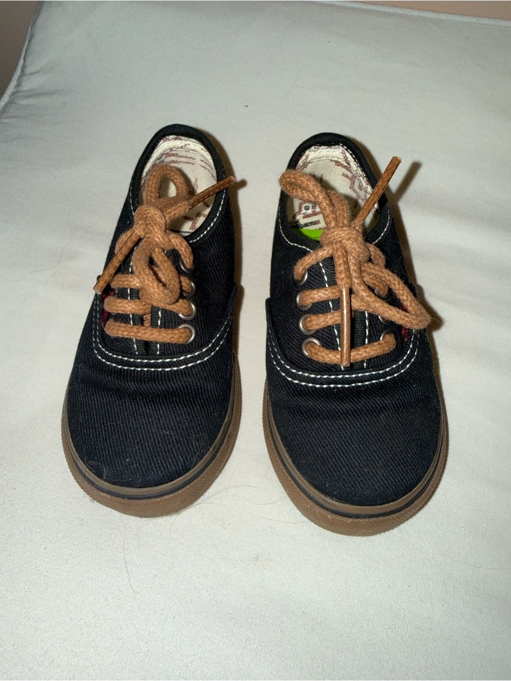 Vans Black Canvas Kids Sneakers with Brown Accents